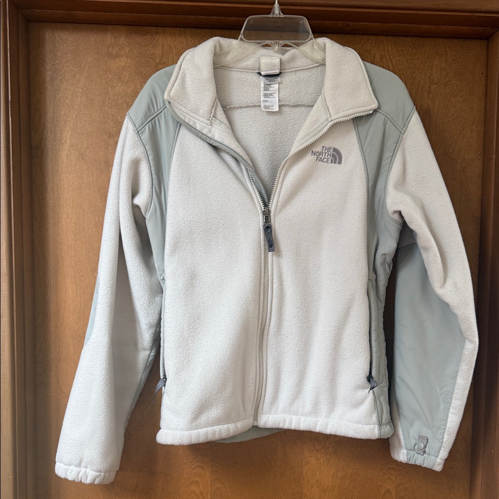 The North Face Off-White And Light Gray Fleece Jacket